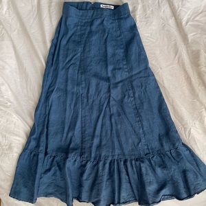 Reformation maxi linen summer skirt denim blue y2k vintage